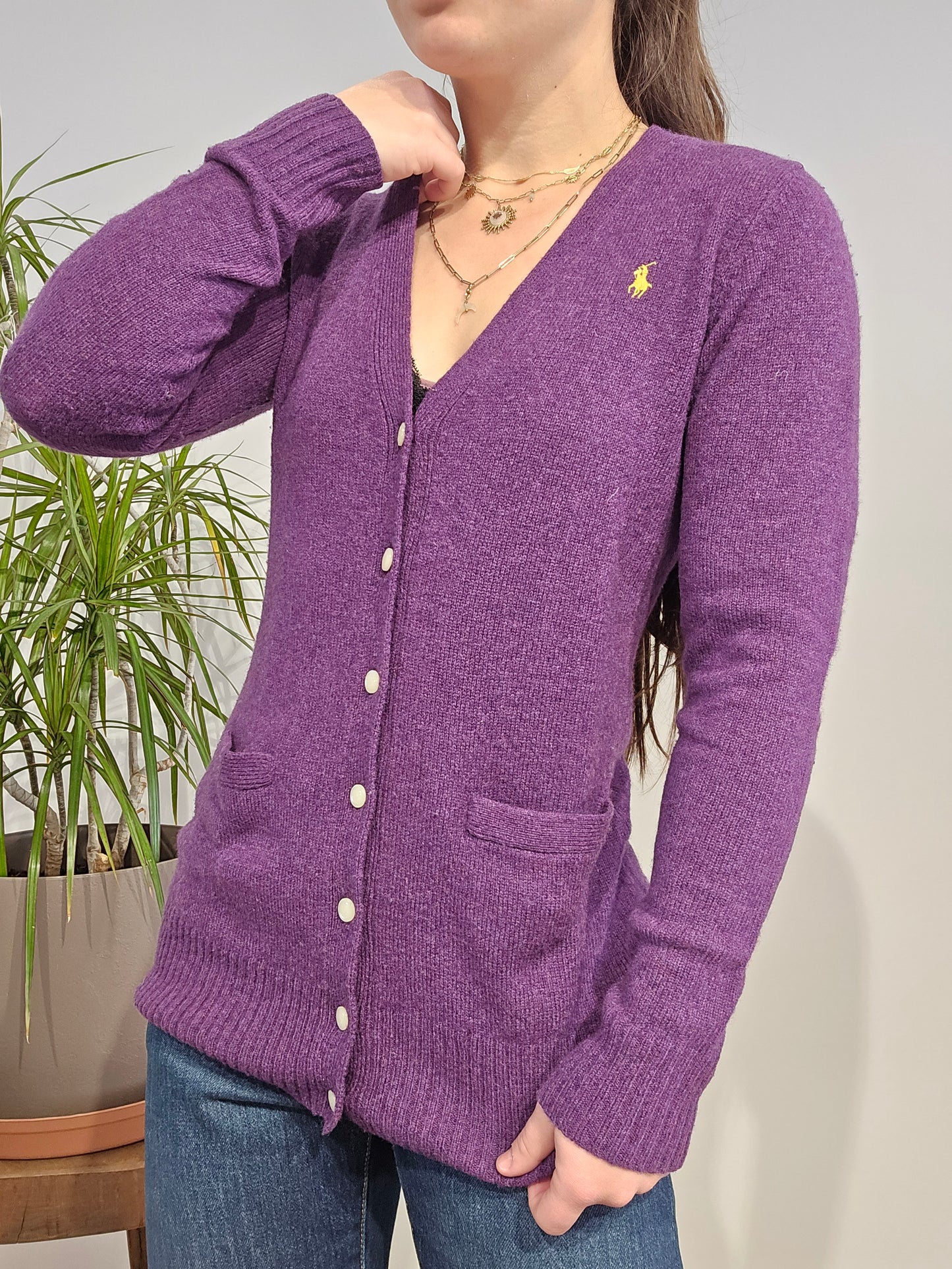 Cardigan en laine violet - S/36