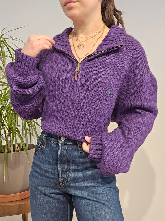 Pull camionneur en maille violet - XXL/44