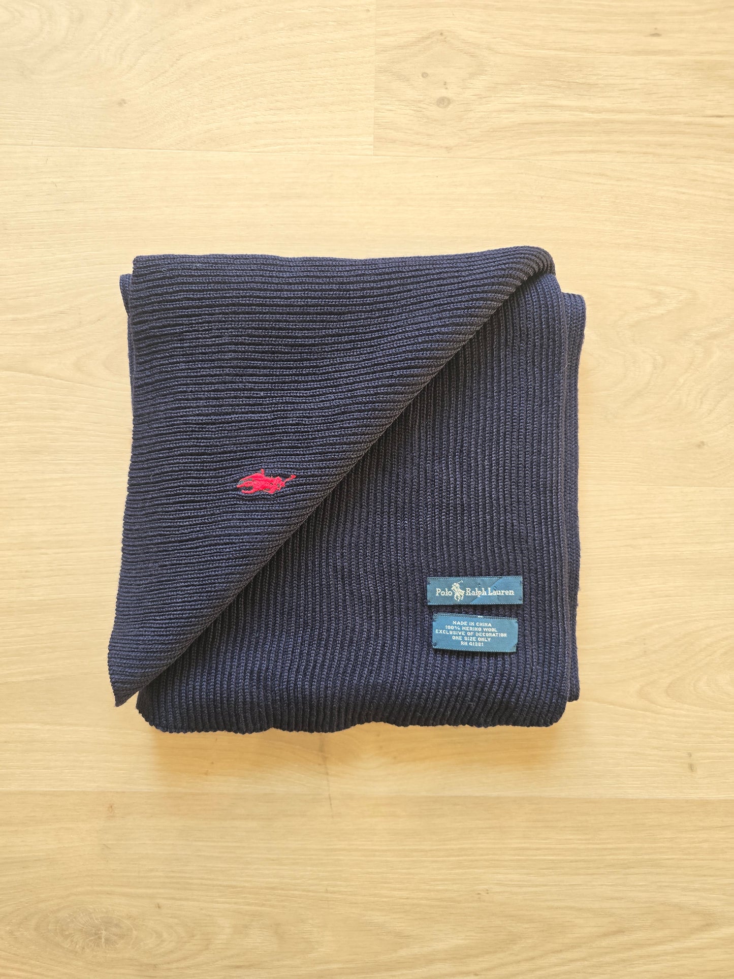 Écharpe en laine côtelée marine - TU