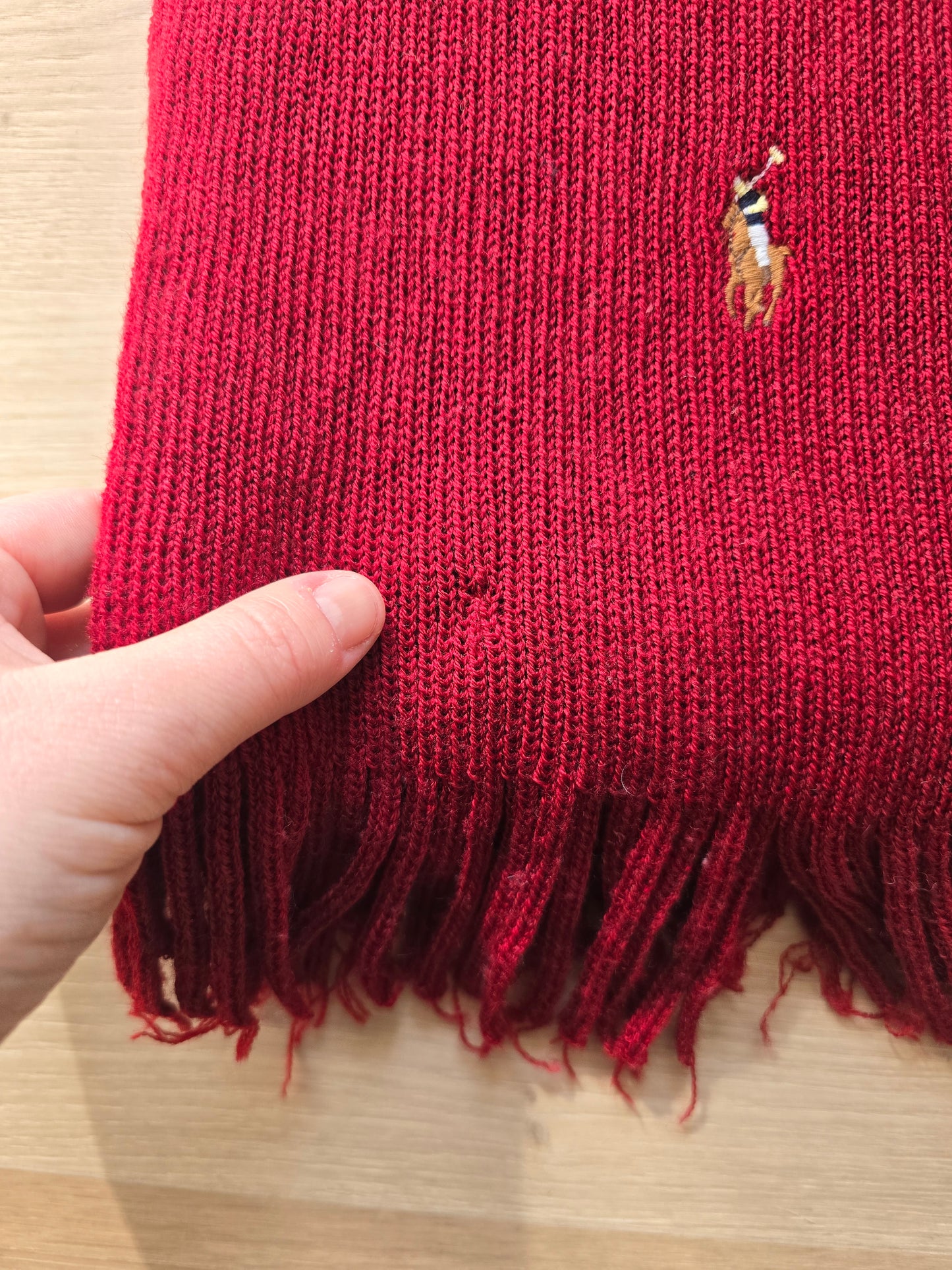 Pull en laine de mérinos rouge à frange - TU