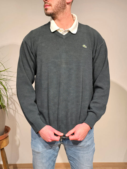 Pull col V vert foncé des années 90' - M
