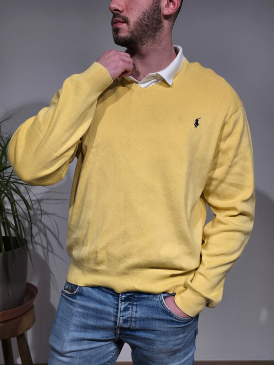 Pull col V jaune - XL