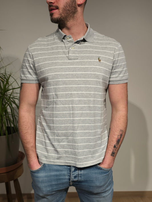 Polo gris à rayures - L