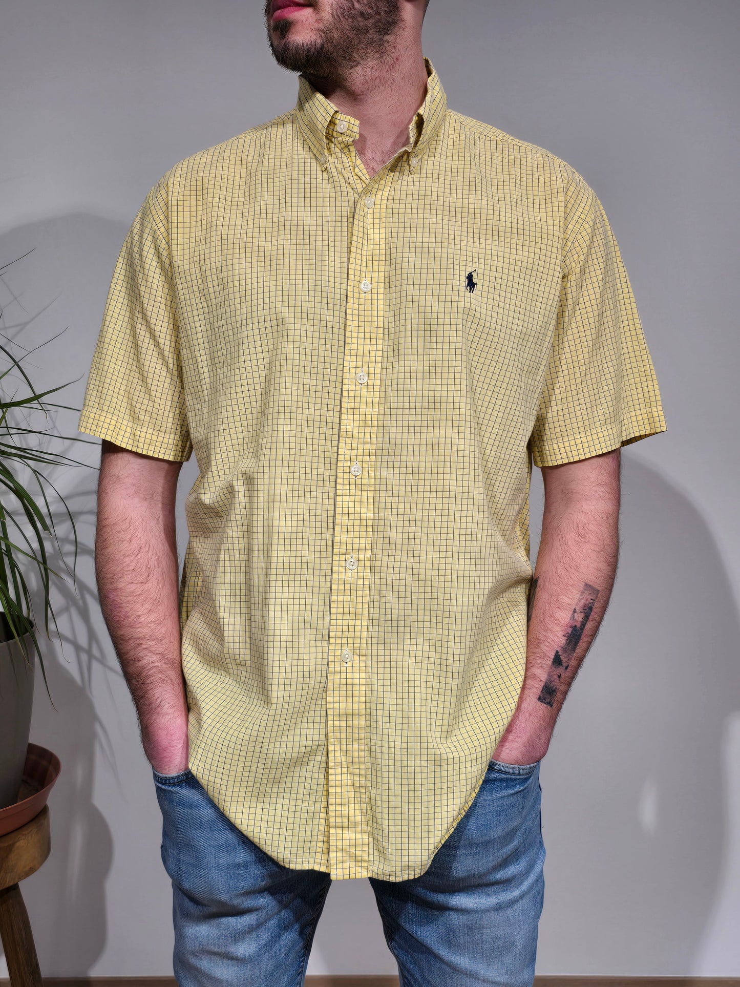 Chemise à carreaux jaune - M