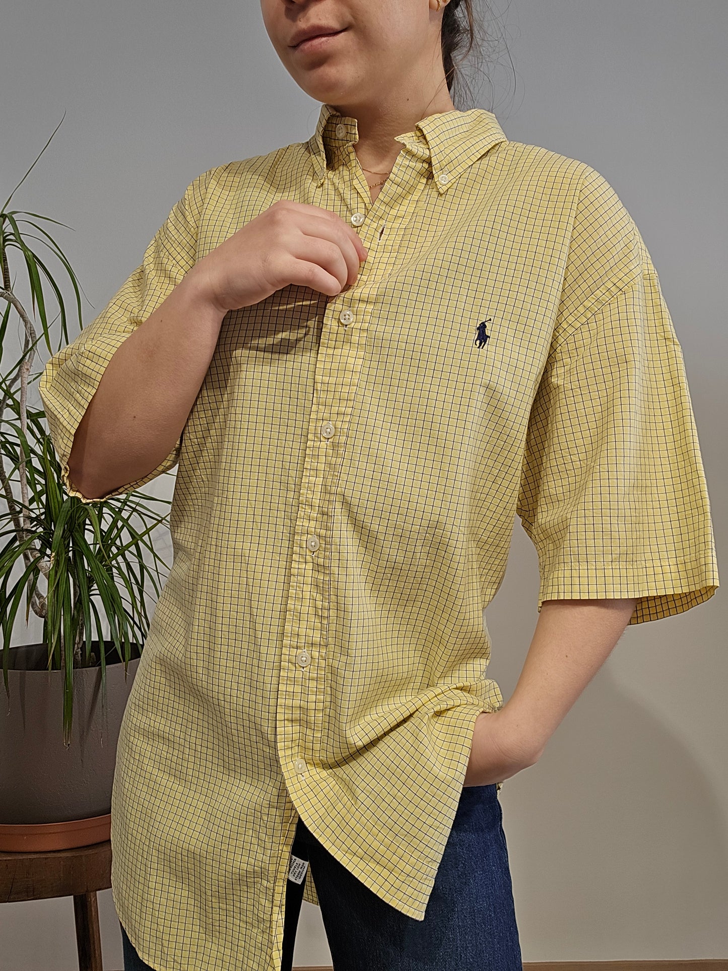 Chemise à manches courtes jaune - M