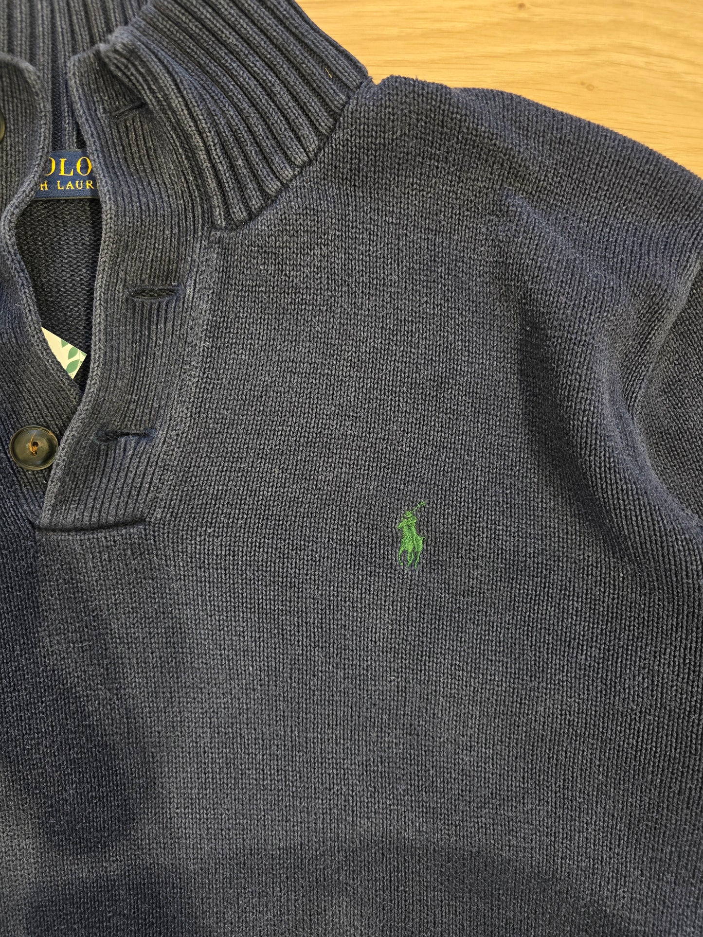 Pull en maille marine col boutonné - M/L