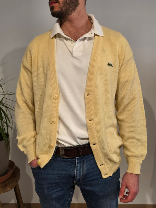 Cardigan en maille jaune des années 80' fabriqué en France - S/M