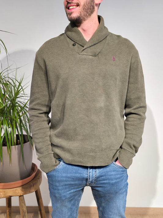 Pull kaki col montant - M