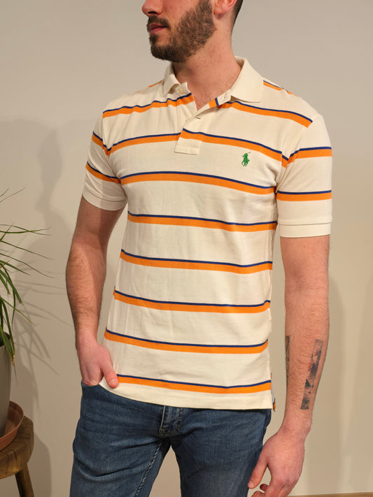 Polo blanc à rayures - S