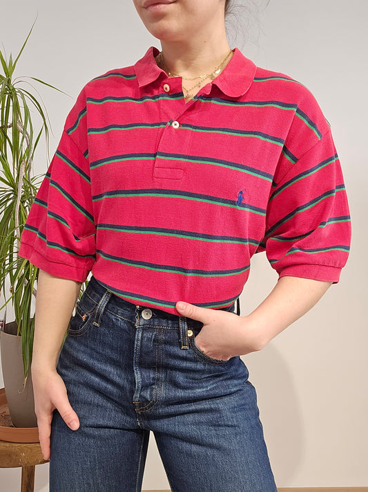 Polo rouge à rayures - XL