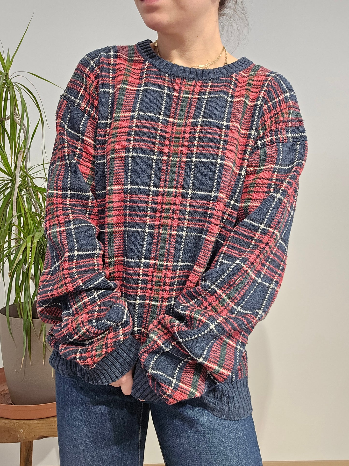 Pull en maille à carreaux - XL