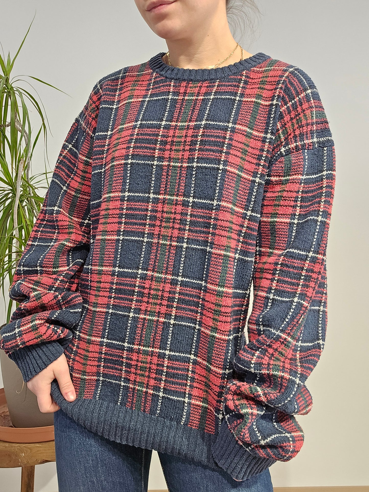 Pull en maille à carreaux - XL