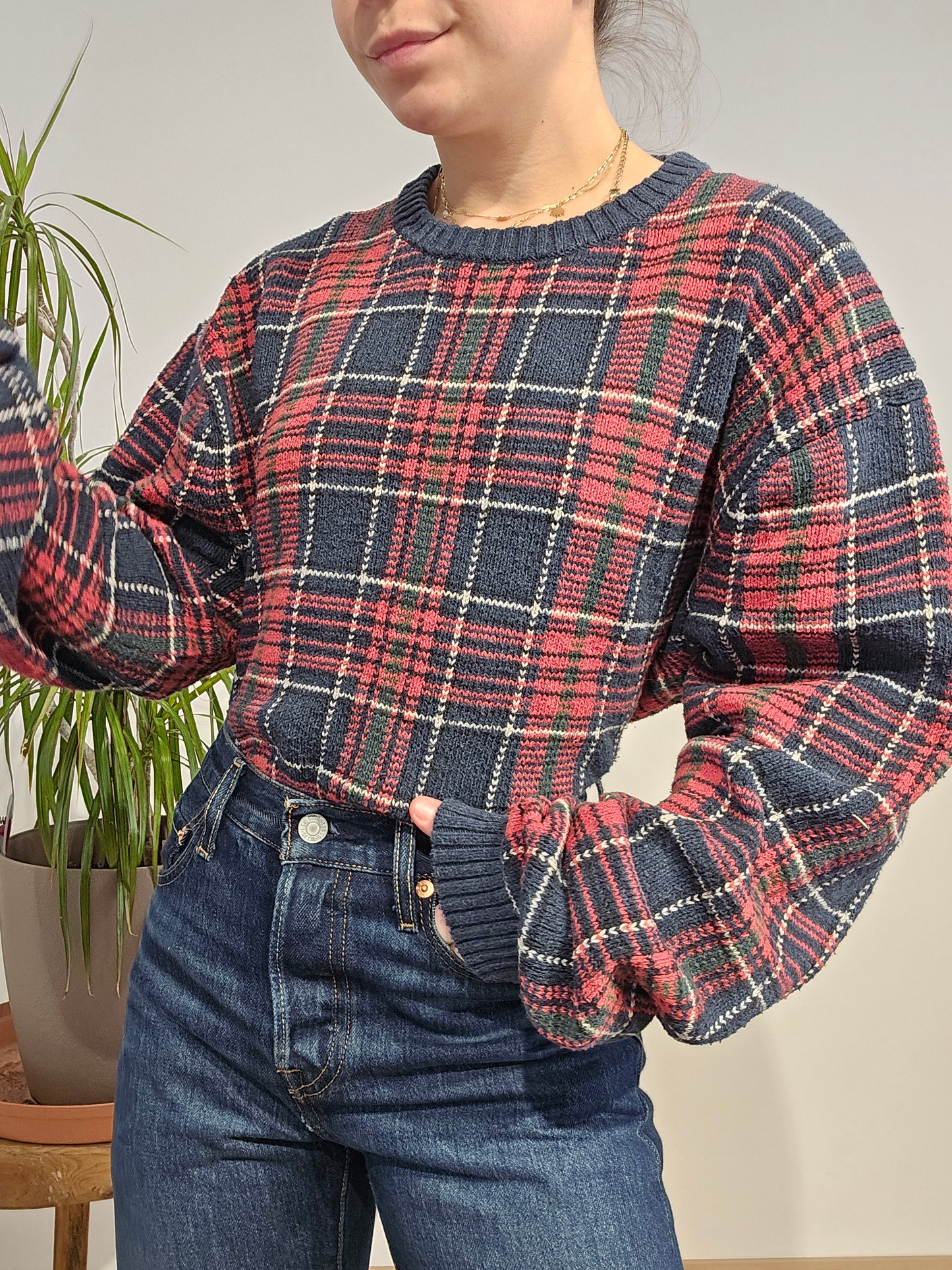 Pull en maille à carreaux - XL