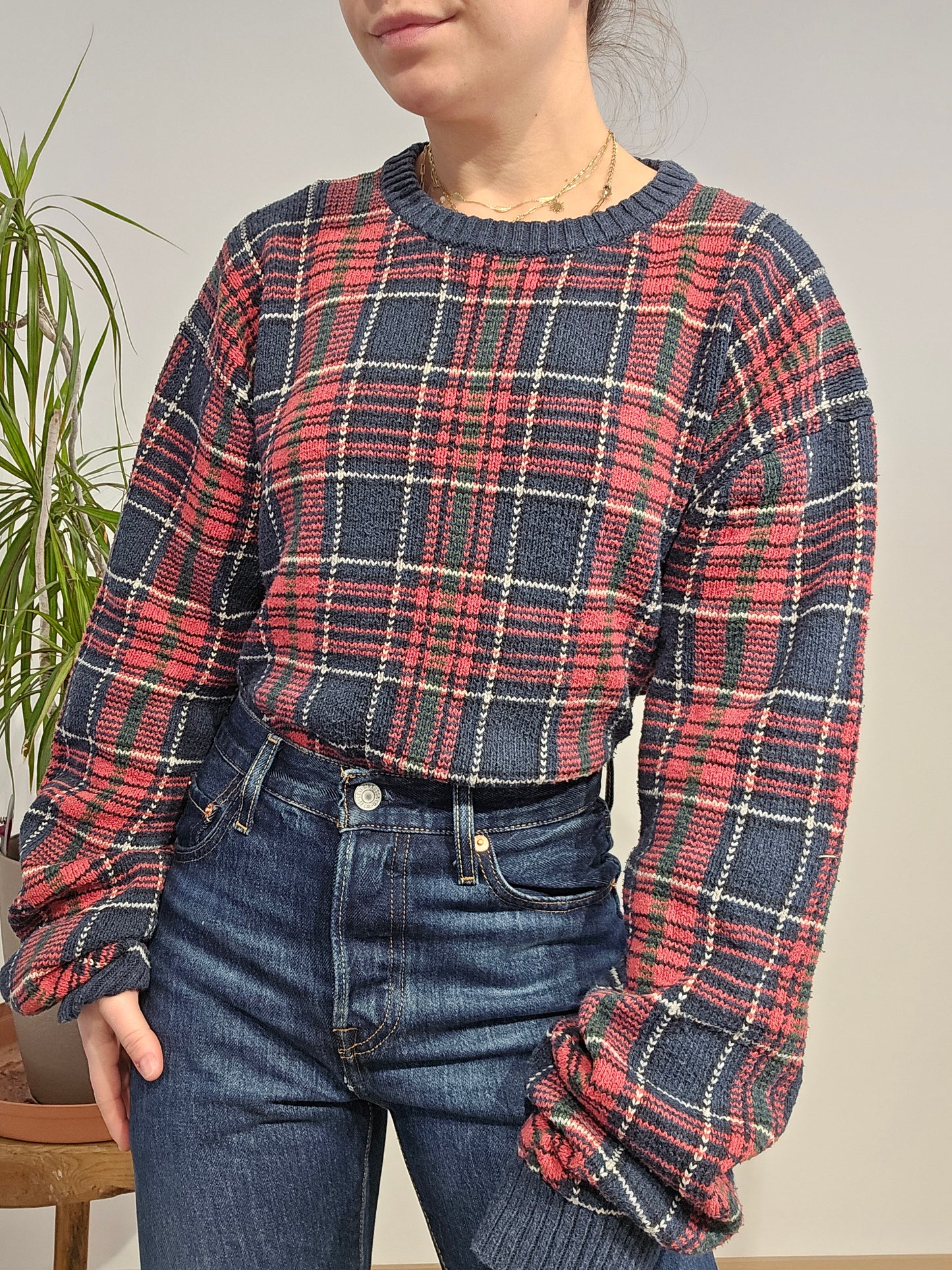 Pull en maille à carreaux - XL