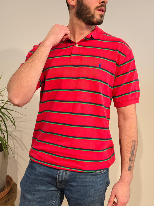Polo rouge à rayures - L