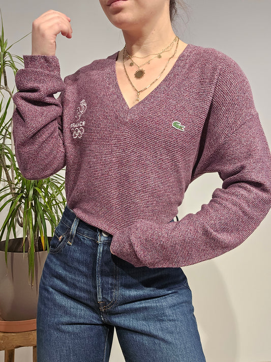 Pull col V violet édition JO 2024 - L