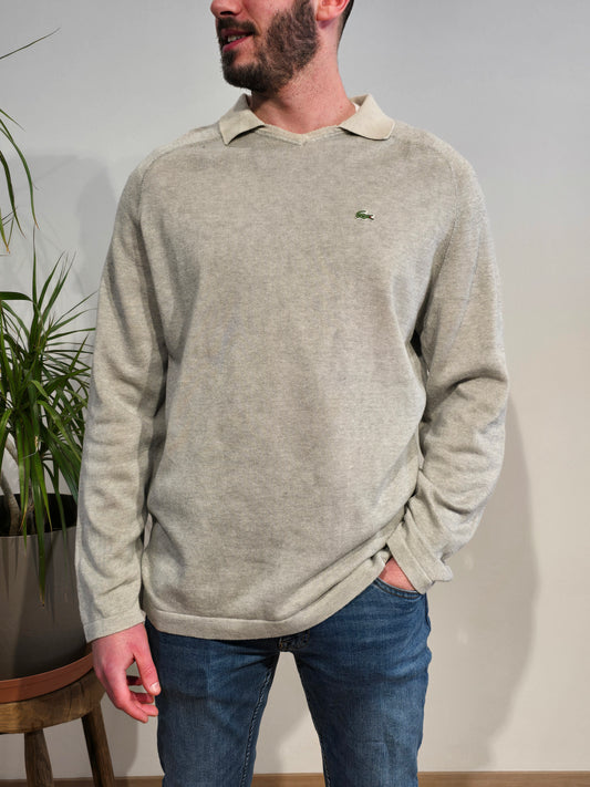 Pull gris col polo des années 80' - L/XL