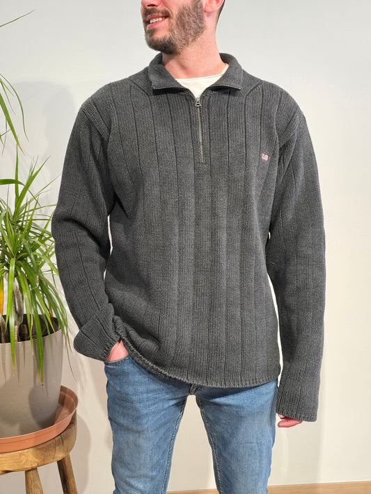 Pull camionneur en maille marine des années 90' - XL