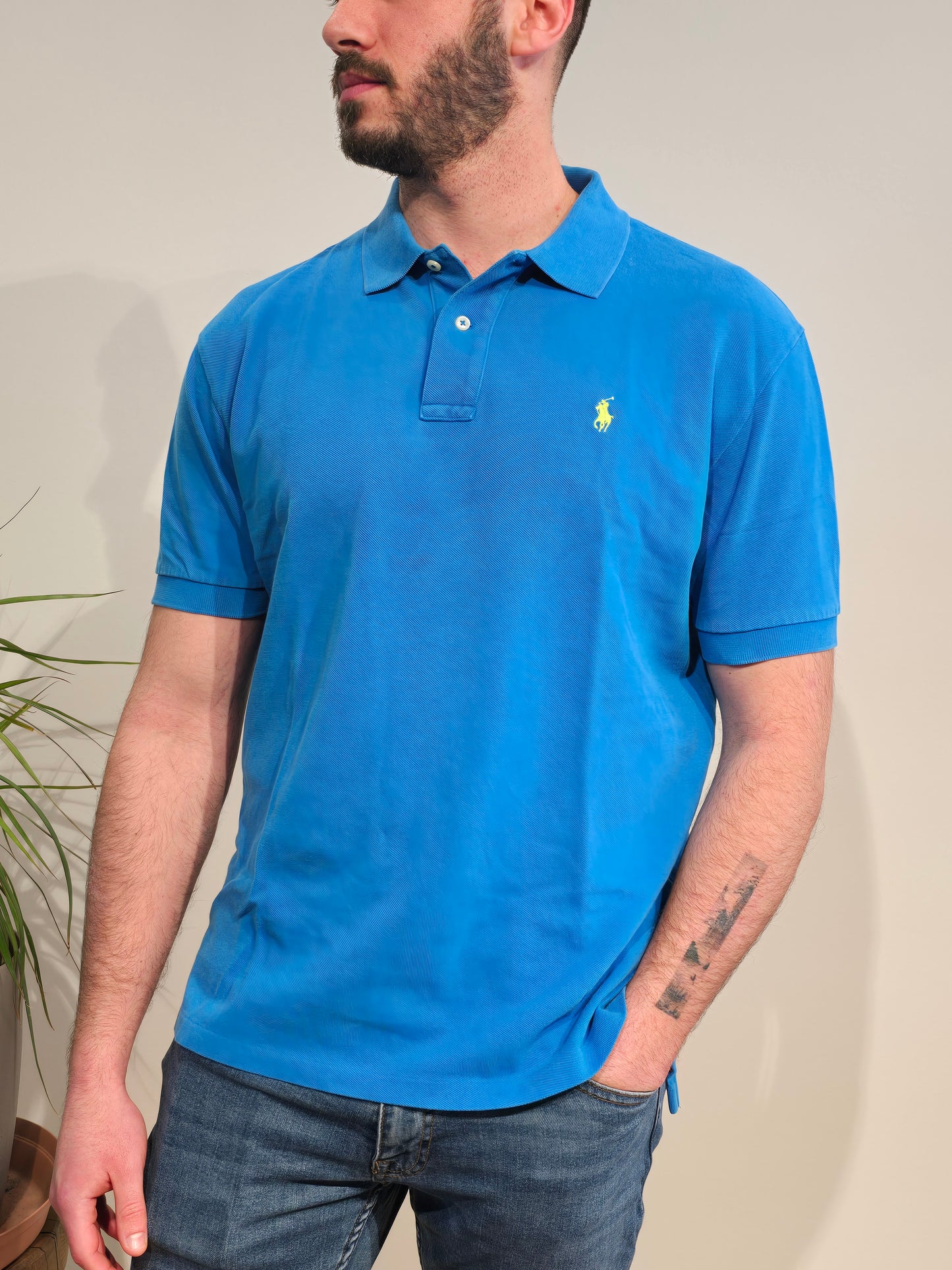 Polo en coton bleu - L/40