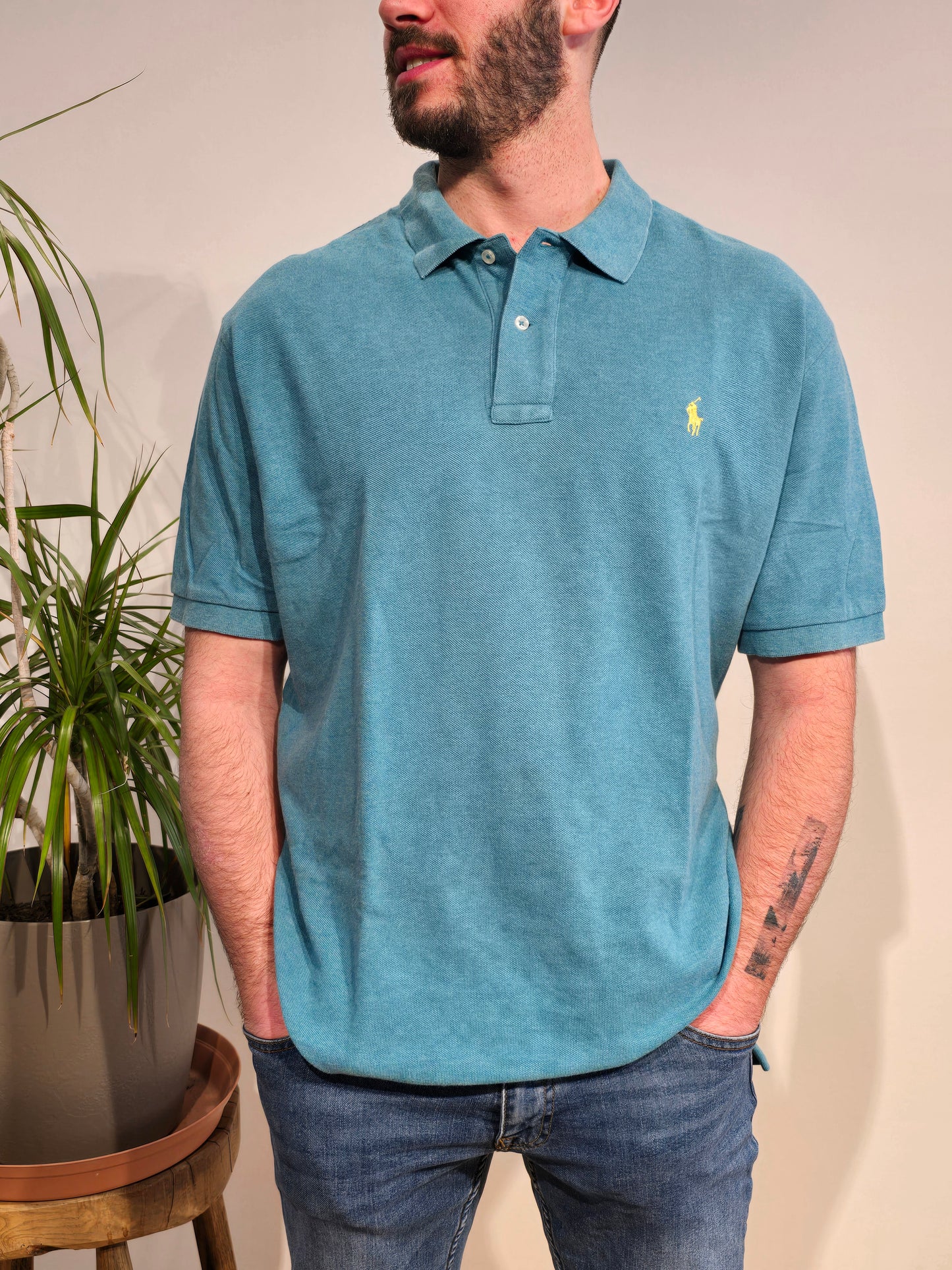 Polo en coton bleu - XL/42