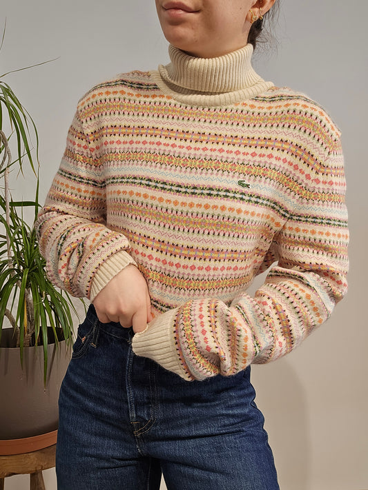 Pull col roulé à motifs des années 90' - XL/42