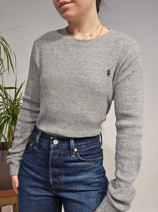 Pull en maille abeille gris - S