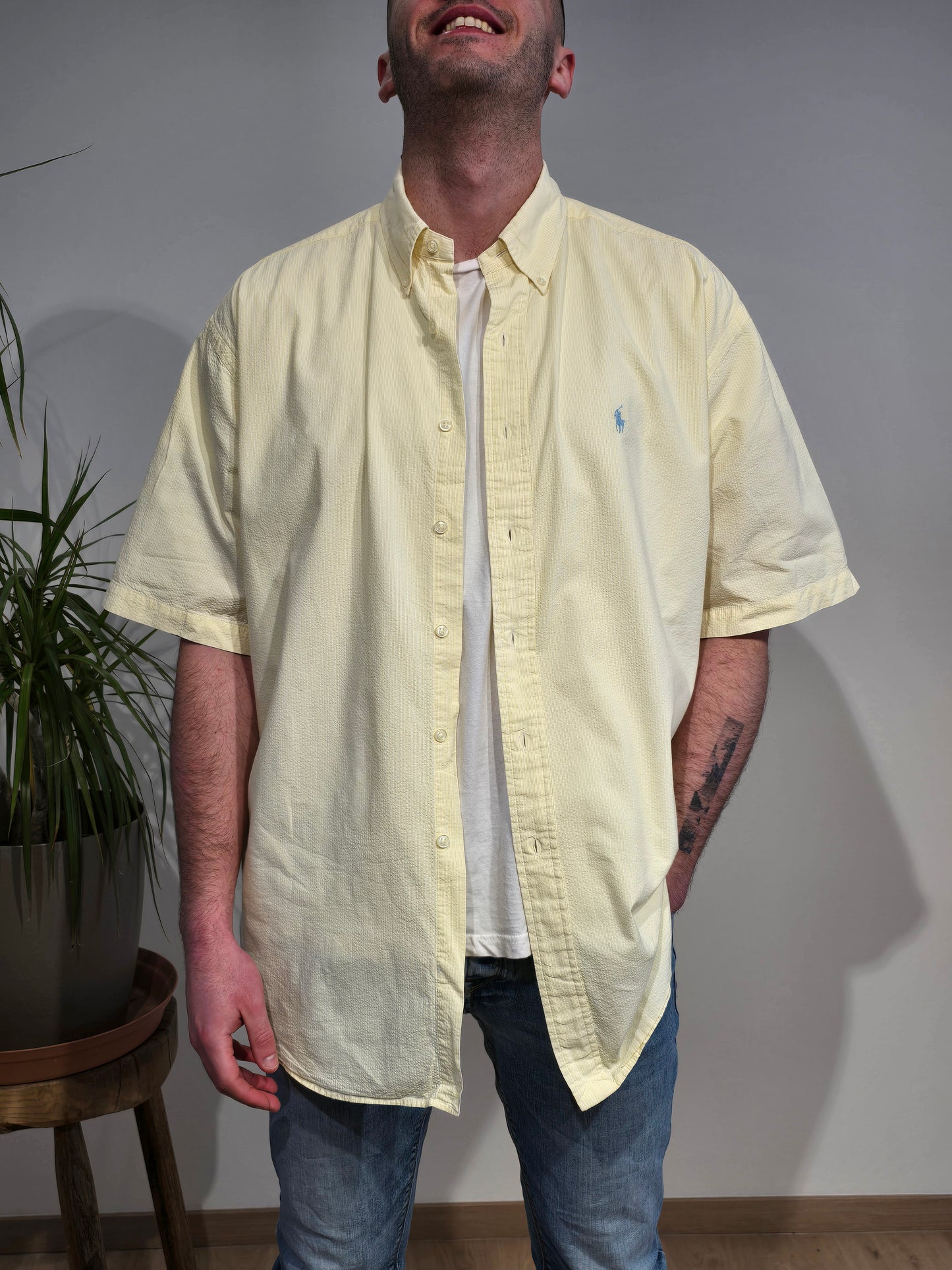 Chemise en coton léger jaune - XL