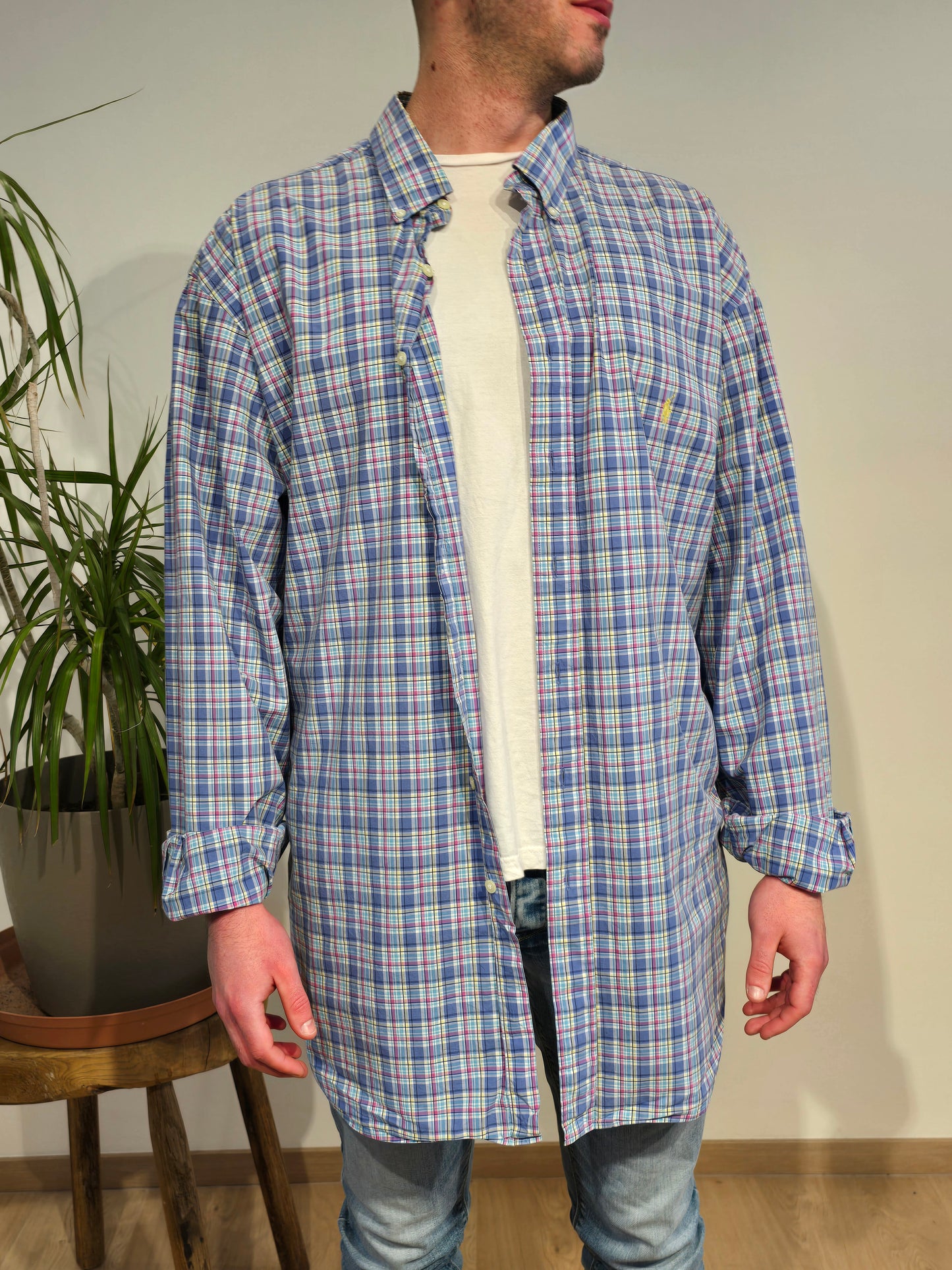 Chemise en coton à carreaux multicolore - 3XL