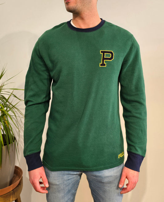 Pull en maille piquée vert - L