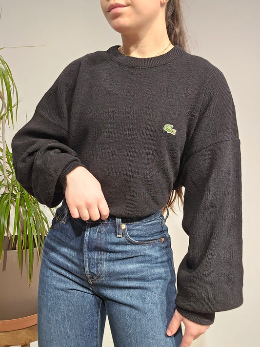 Pull col rond noir des années 80' - L/XL
