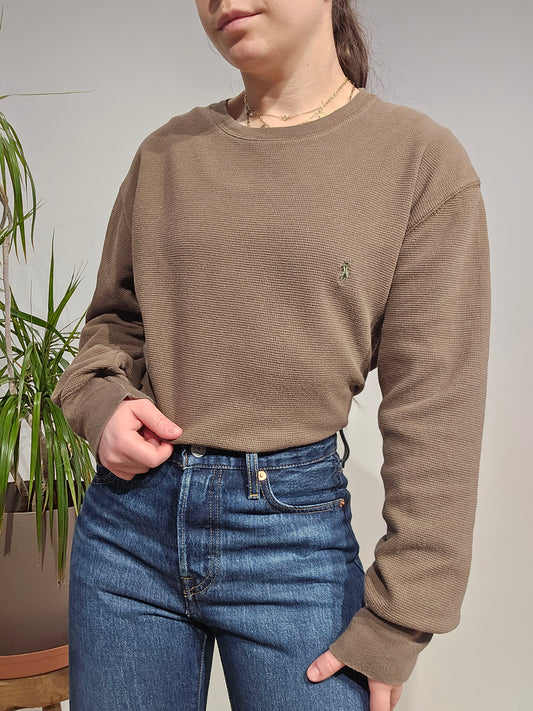 Pull en maille piquée marron - L