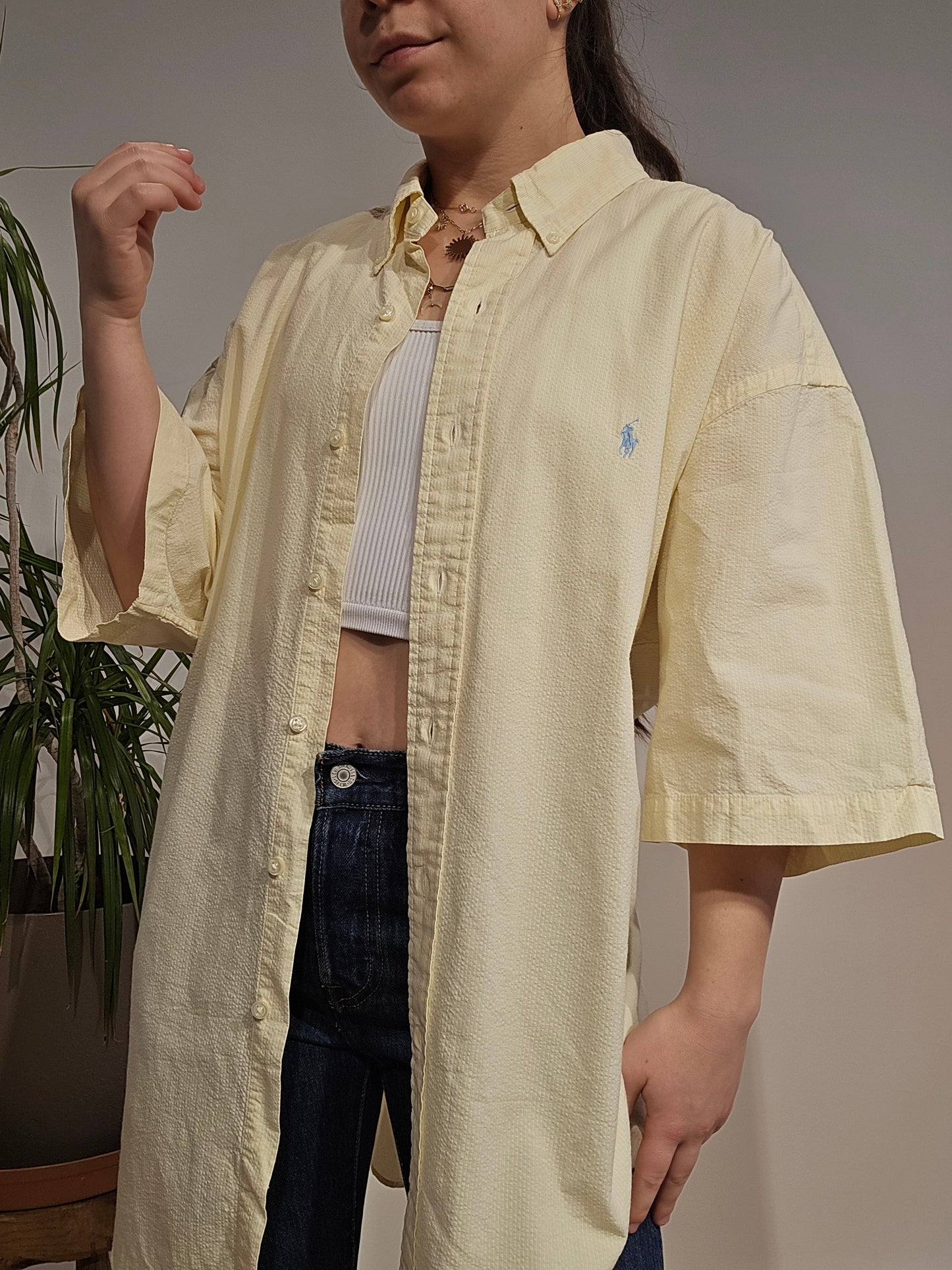 Chemise en coton léger jaune - XL