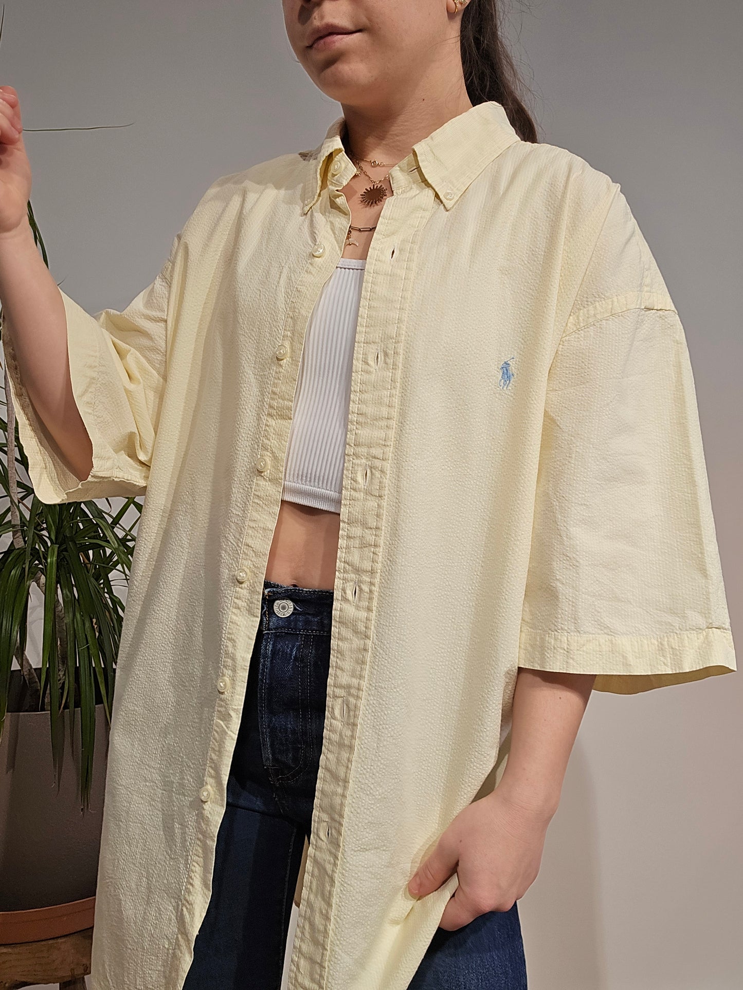 Chemise en coton léger jaune - XL