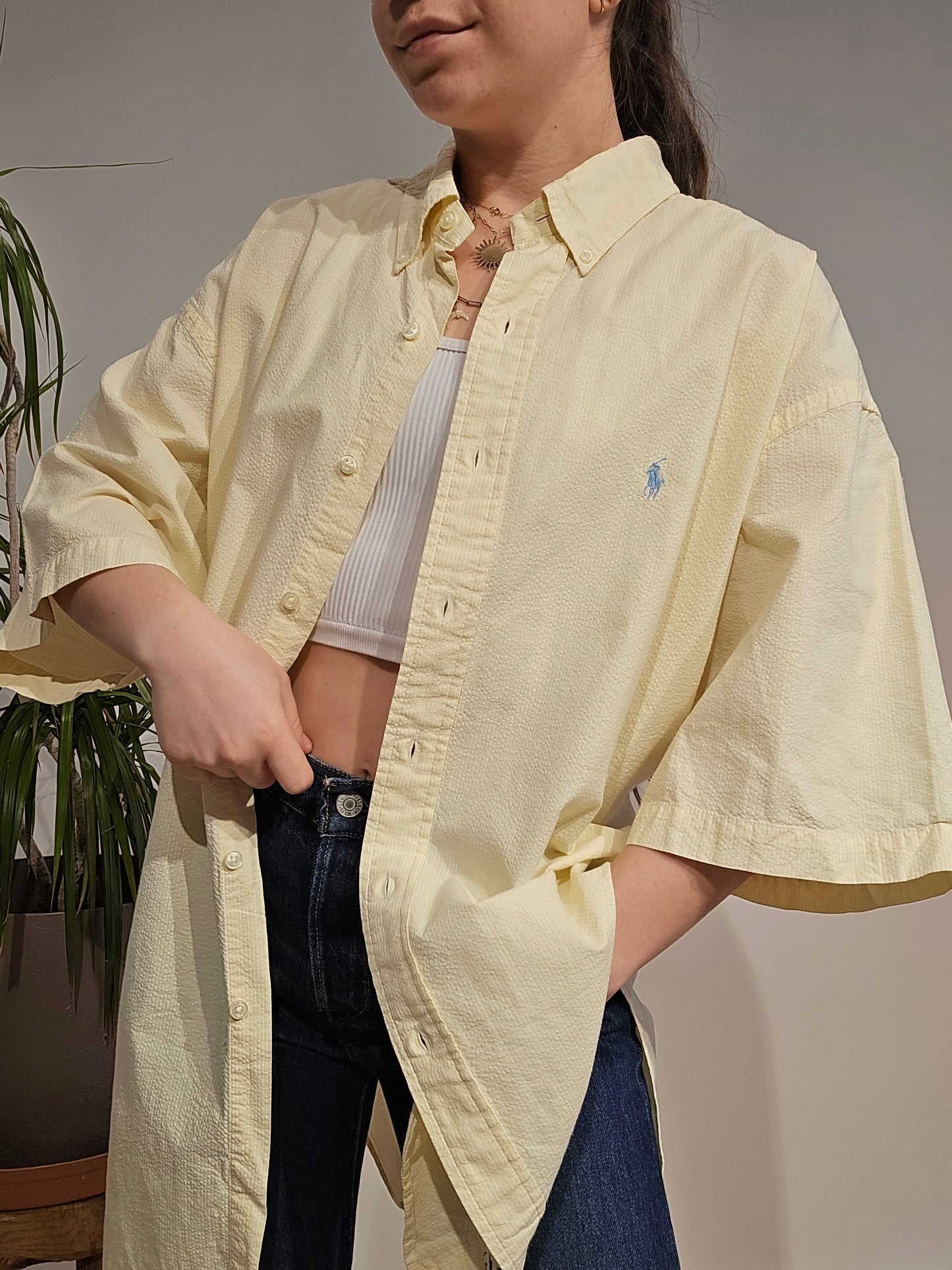 Chemise en coton léger jaune - XL