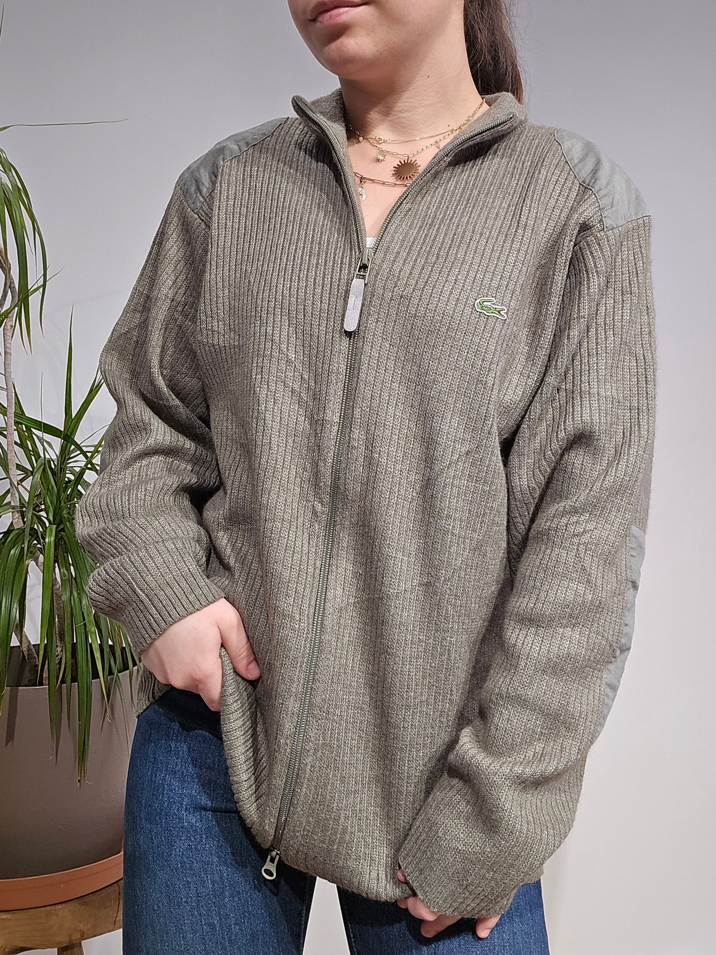 Veste en maille kaki des années 90' - M