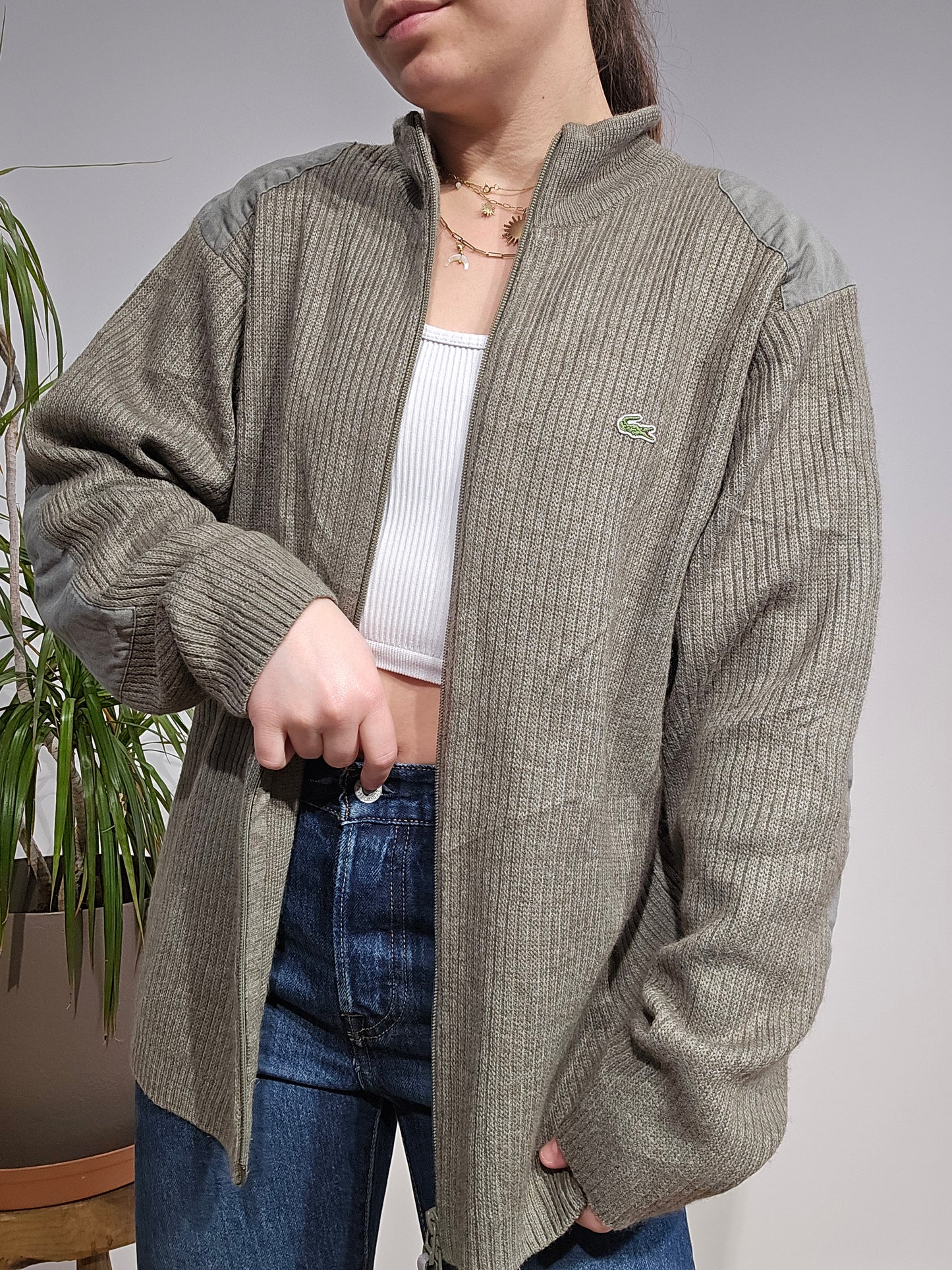 Veste en maille kaki des années 90' - M