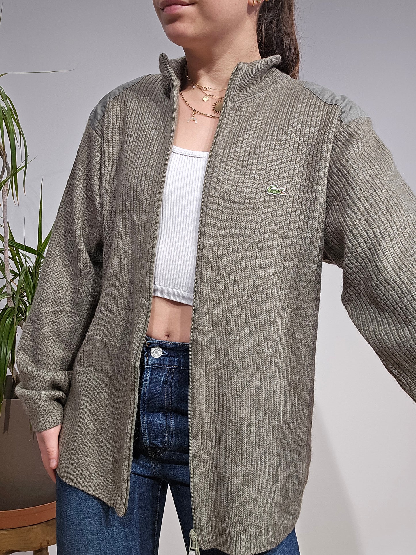 Veste en maille kaki des années 90' - M