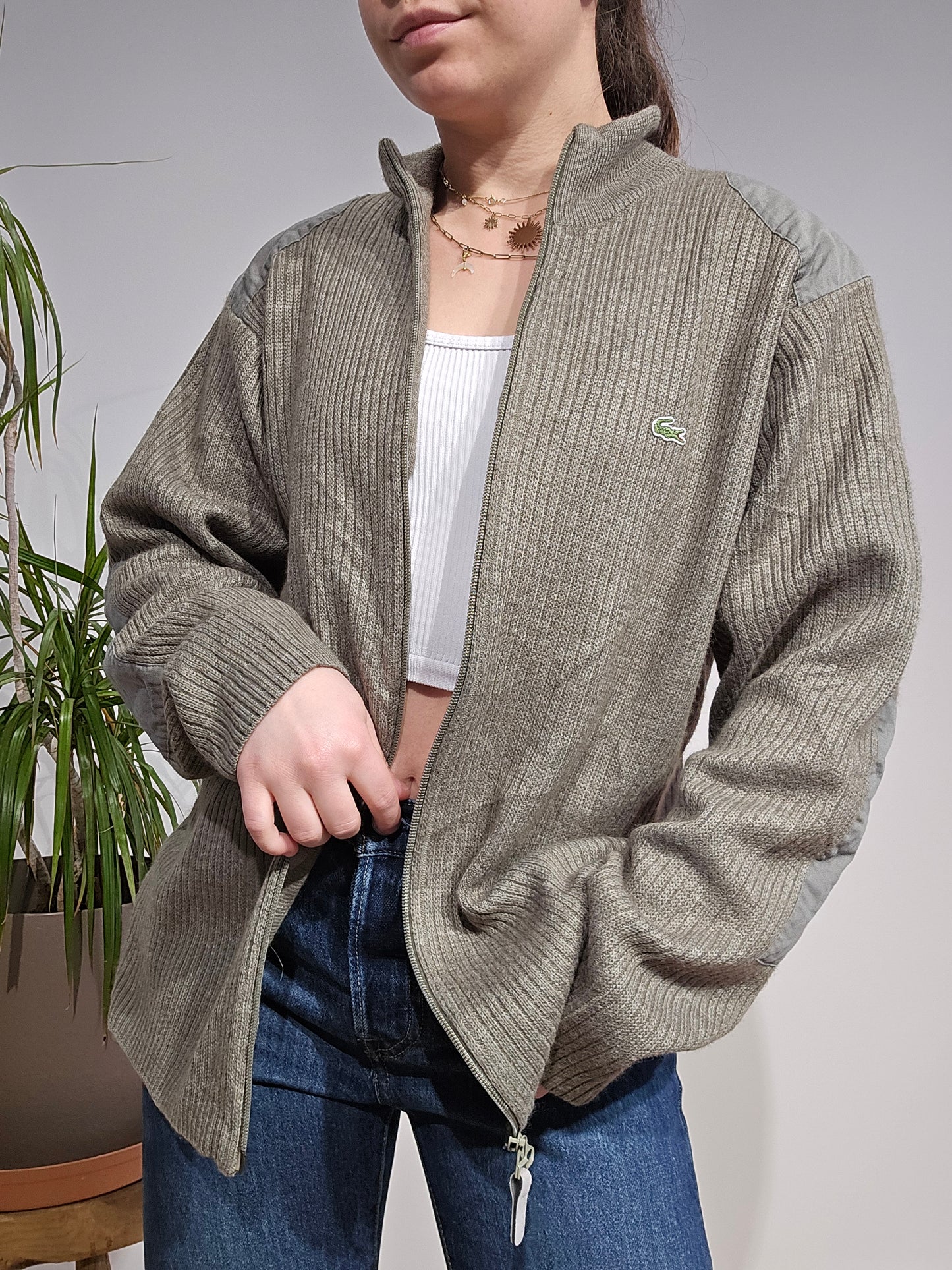 Veste en maille kaki des années 90' - M