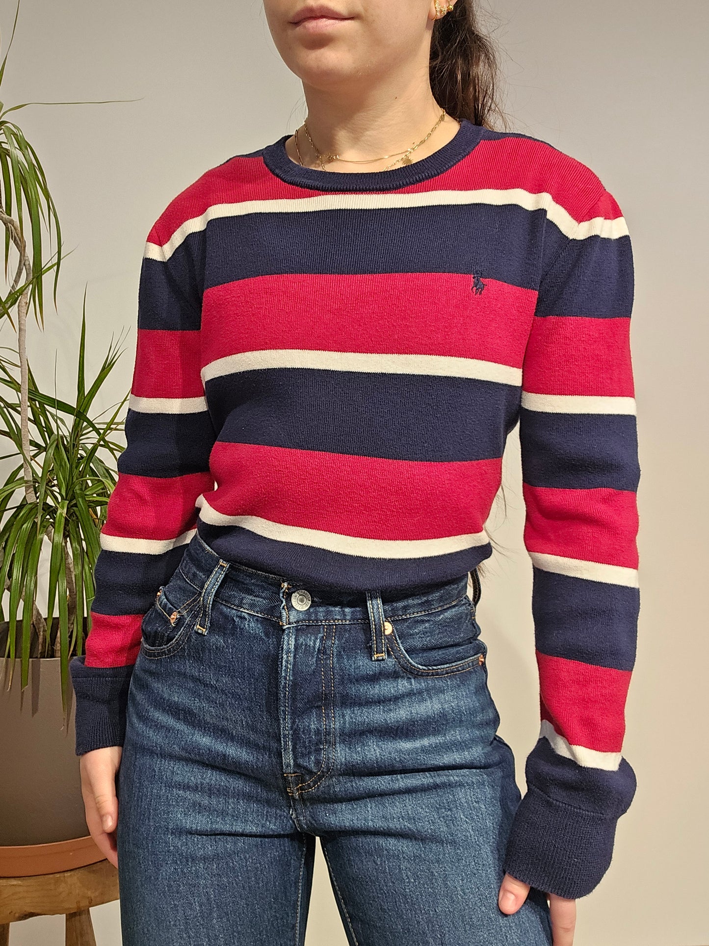 Sweat léger à rayures rouge - XS