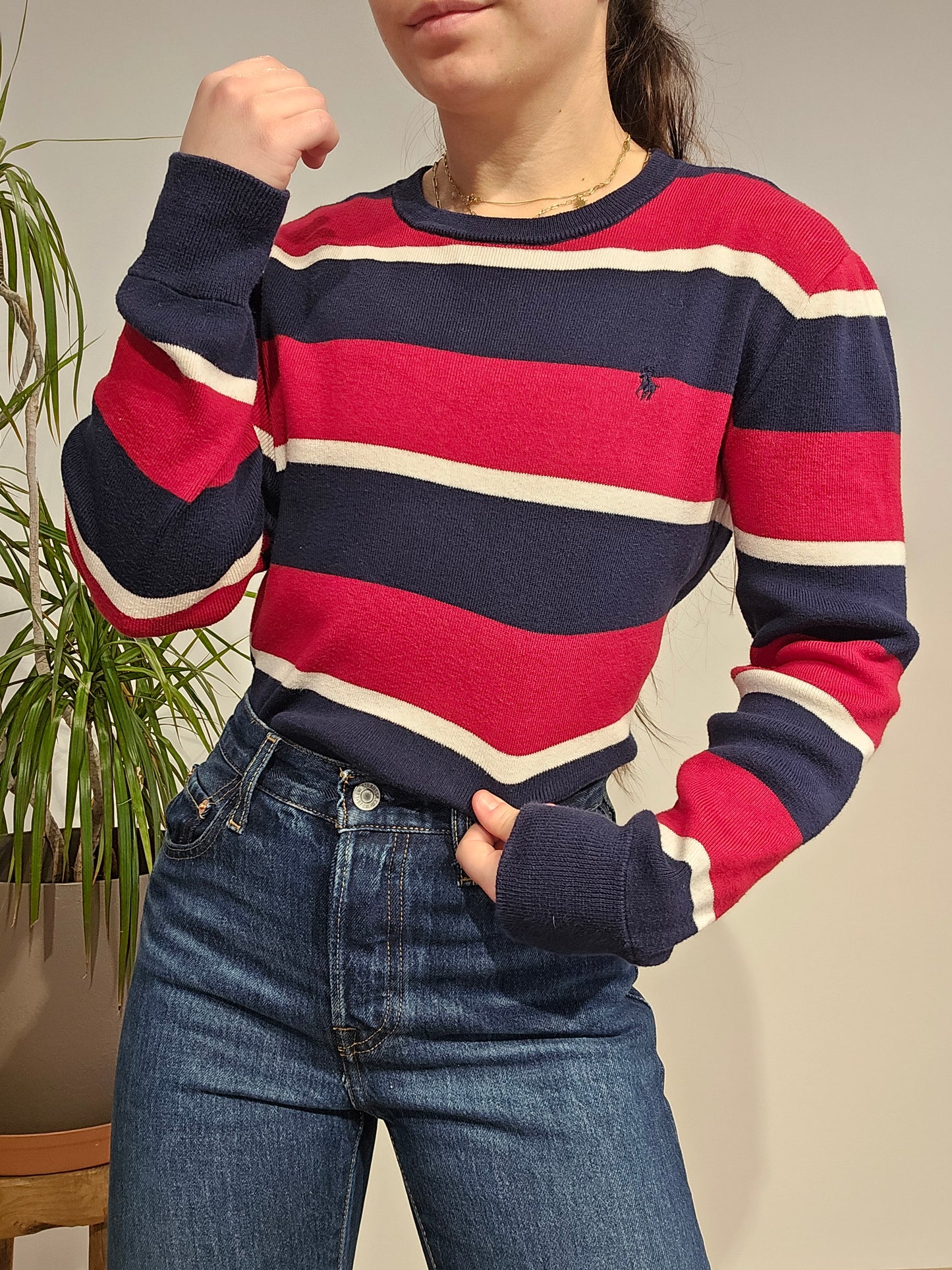 Sweat léger à rayures rouge - XS