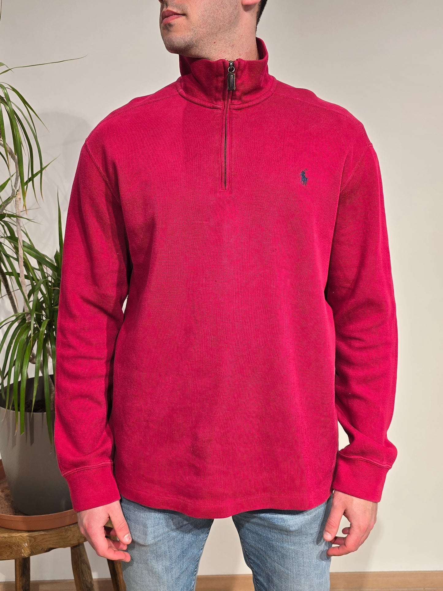 Pull camionneur en coton rouge - L