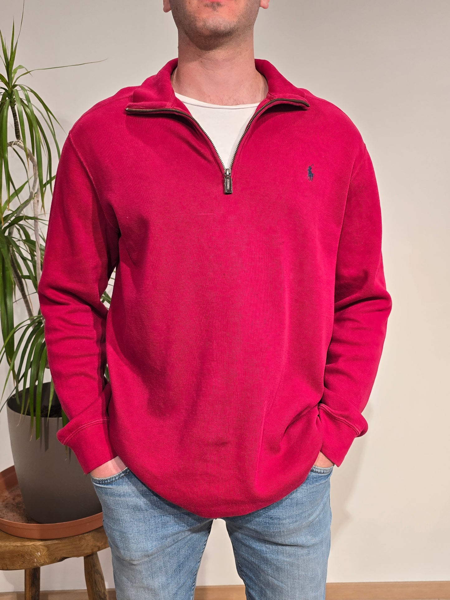 Pull camionneur en coton rouge - L