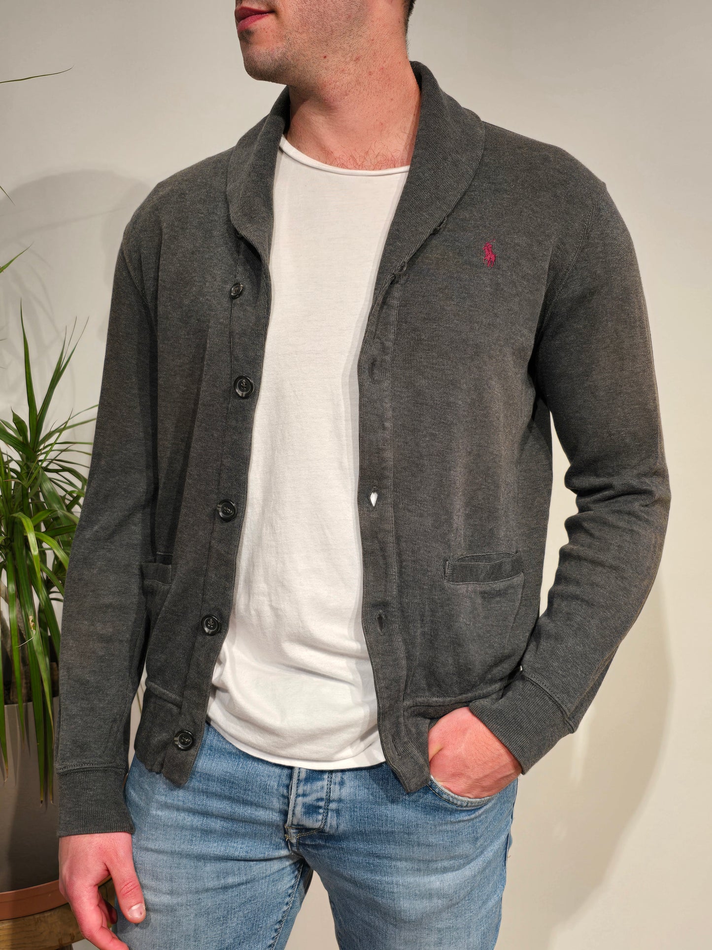 Cardigan en coton gris foncé - S