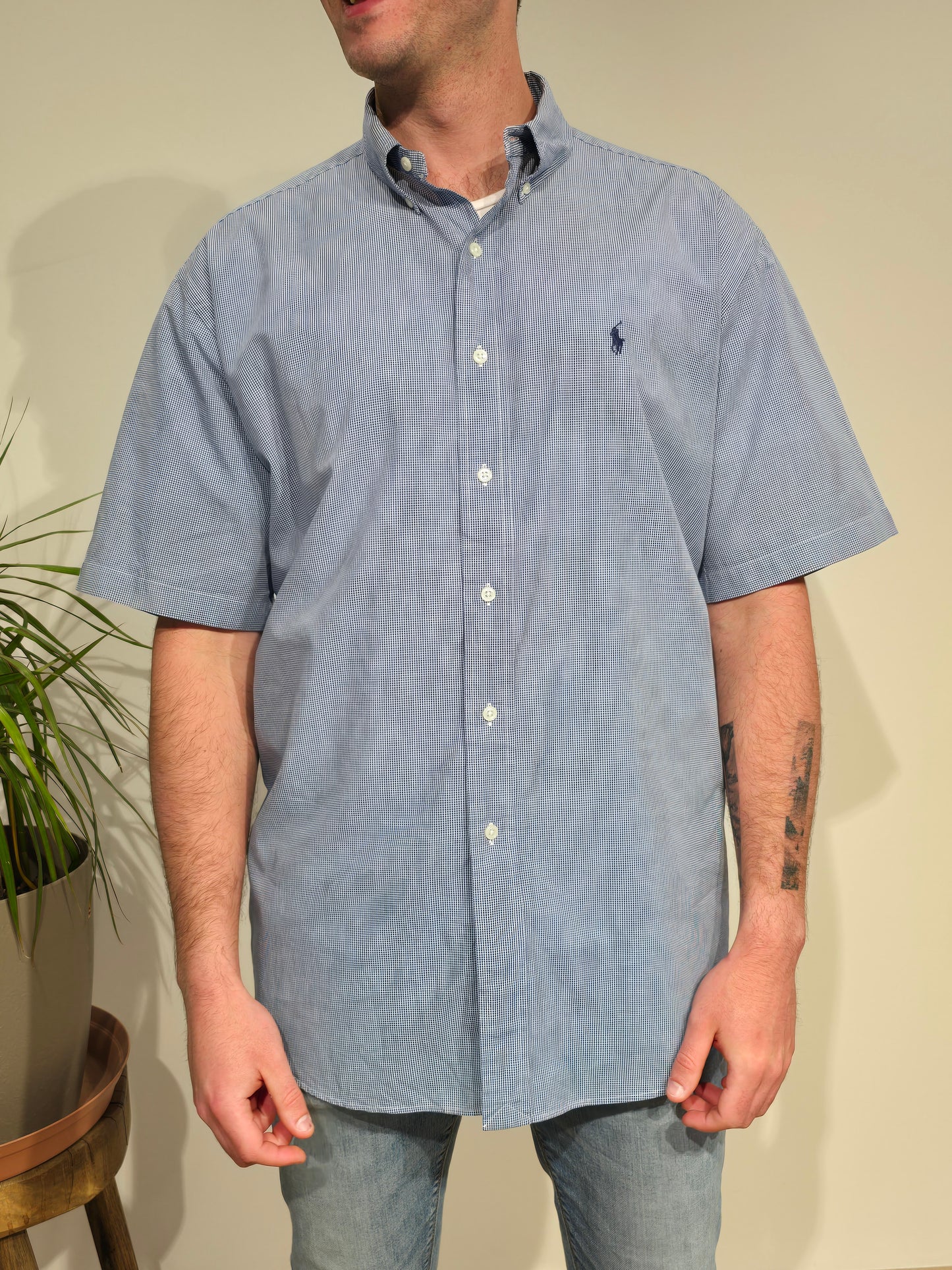 Chemise en coton à petit carreaux - L