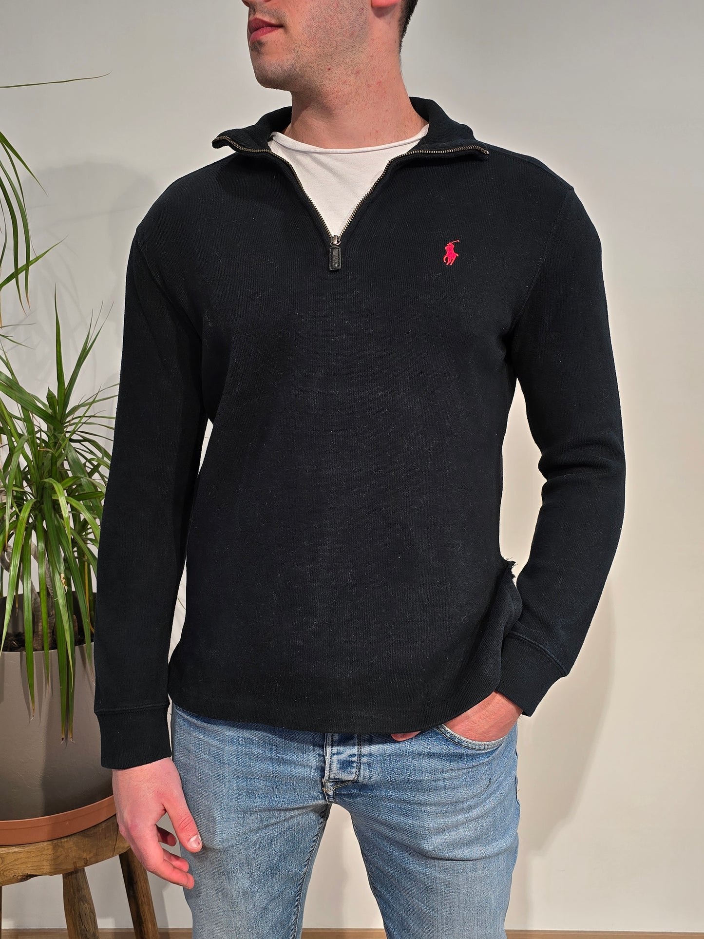 Pull camionneur en coton noir - S