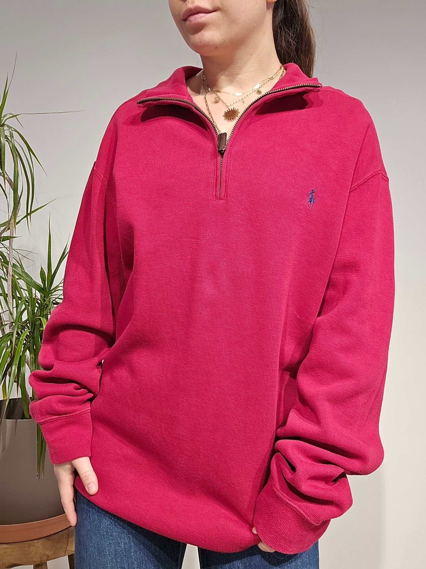 Pull camionneur en coton rouge - L/XL