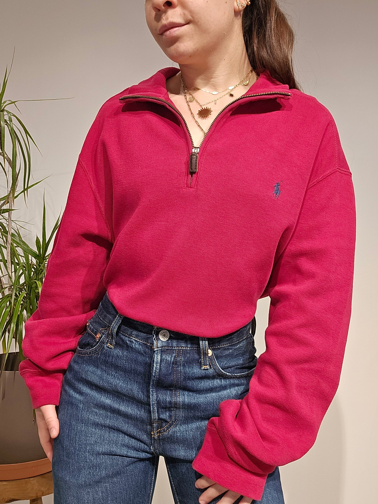 Pull camionneur en coton rouge - L/XL