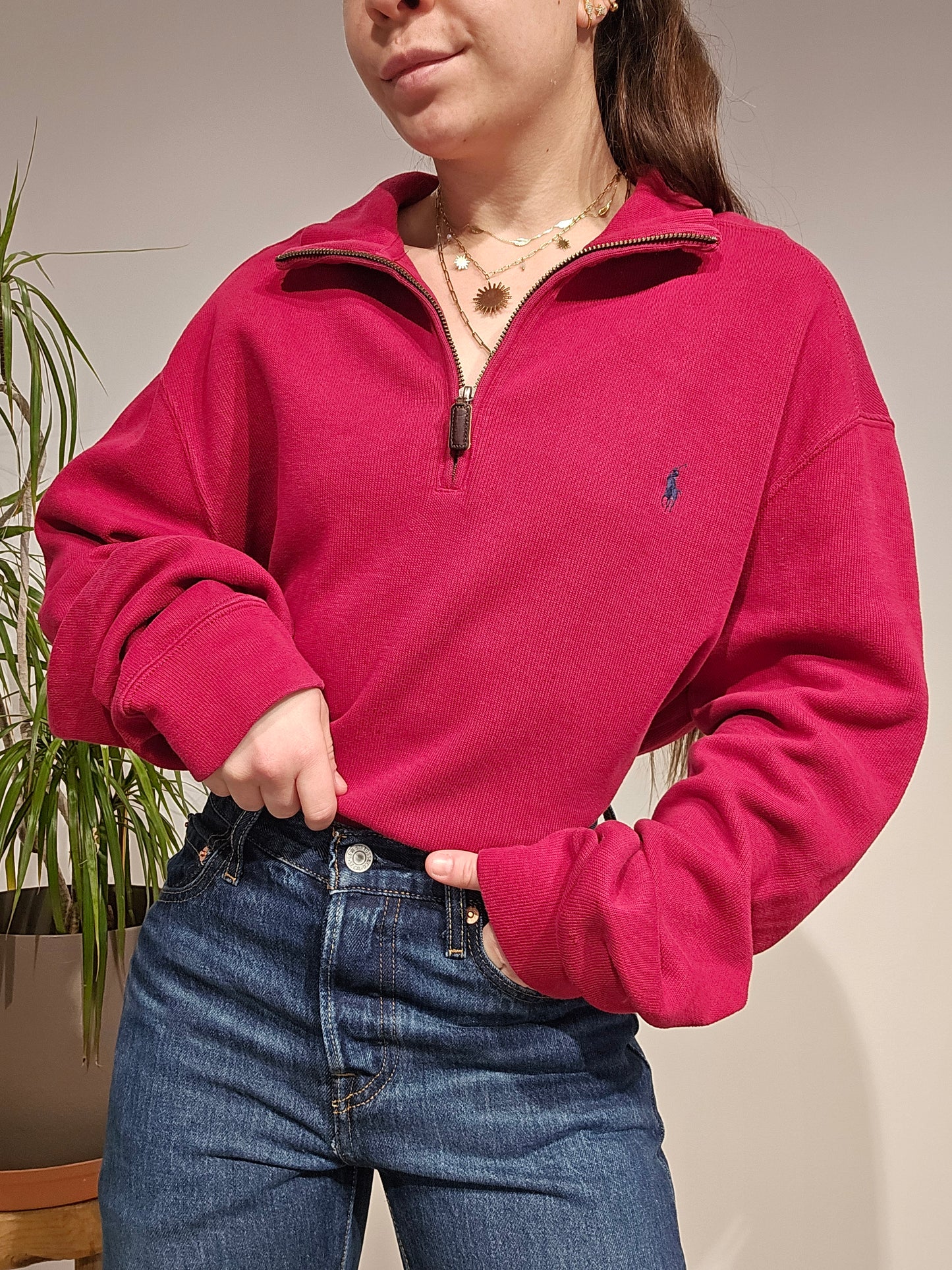 Pull camionneur en coton rouge - L/XL