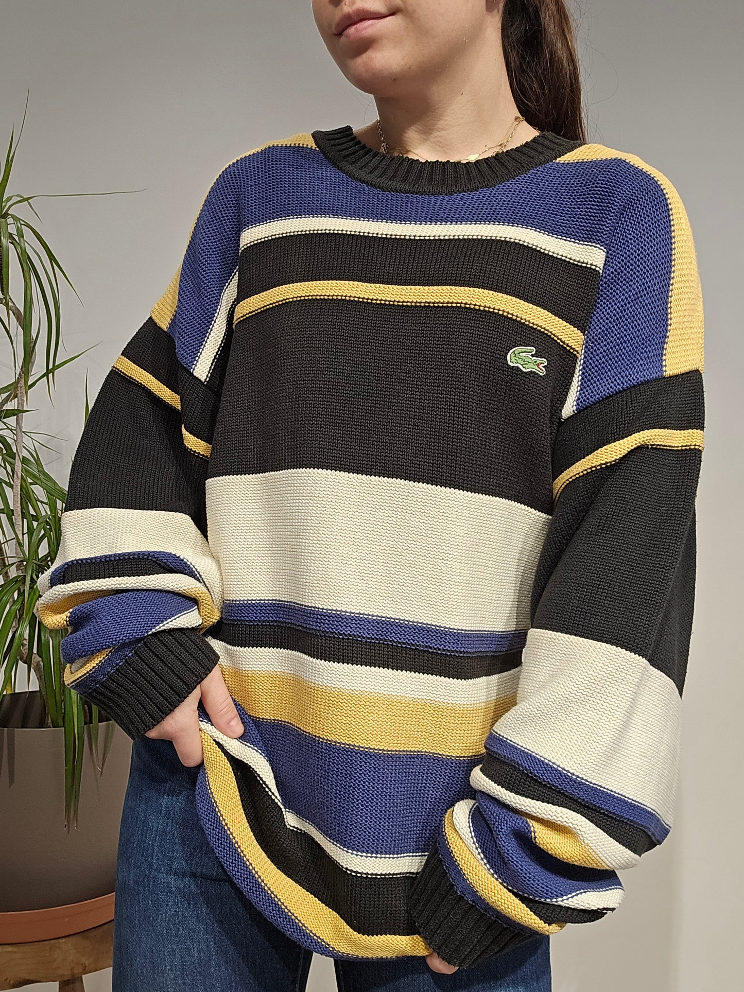 Pull col rond coloré des années 80' - XXL