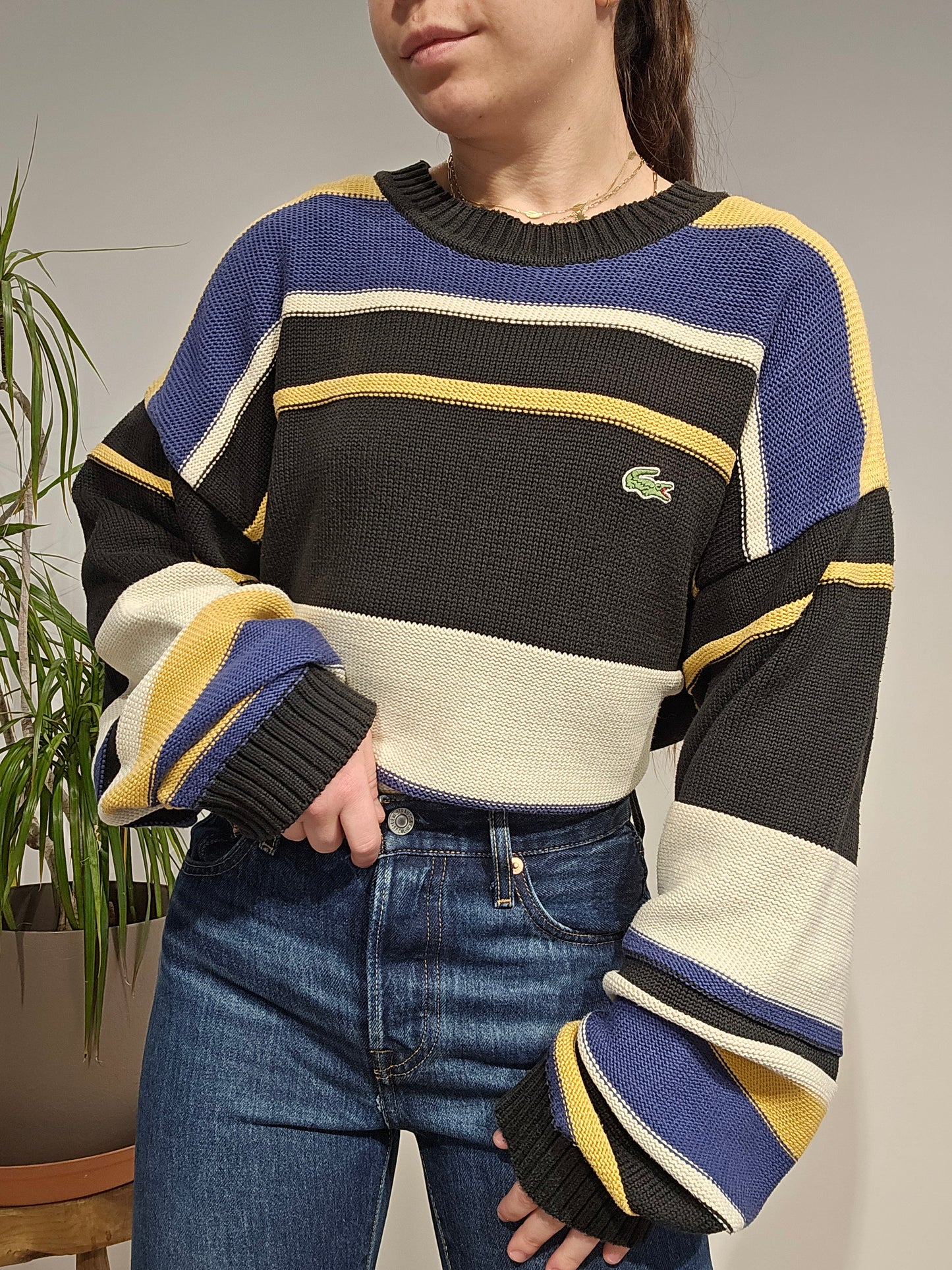 Pull col rond coloré des années 80' - XXL